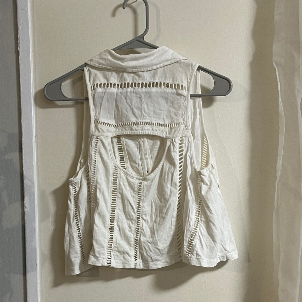 Free People Cream Sleeveless Button-Up Blouse Women’s Small - Picture 4 of 4